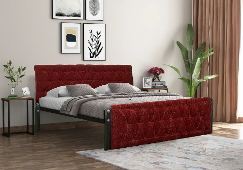 Eden Upholstered Double Bed & Mattress Combo (Maroon)